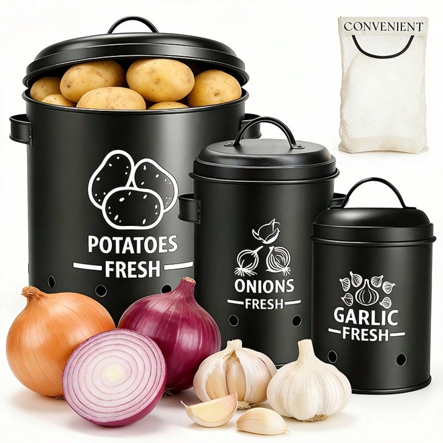 Kitchen Gadgets Organizer - Zestaw pojemników na ziemniaki, cebulę i