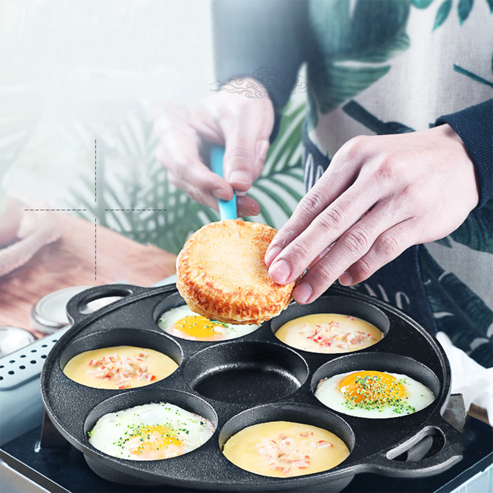 Cast Iron Skillet - Patelnia żeliwna z 7 otworami, nieprzywierająca,