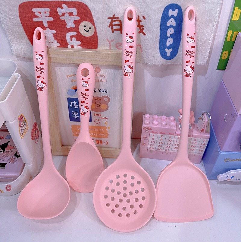 Silicone Spatula Set - Uroczy nadruk anime, 4-częściowy zestaw silikonowych