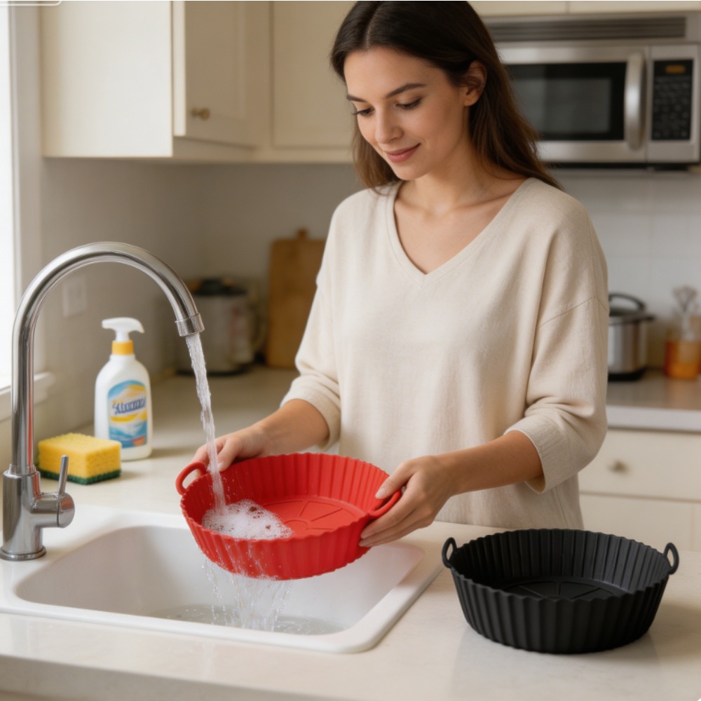 Silicone Baking Mat - Okrągła silikonowa wkładka do frytkownicy beztłuszczowej,